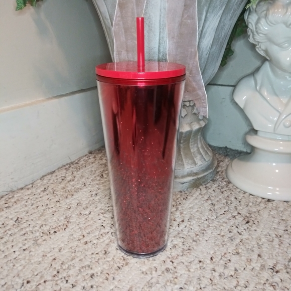 Starbucks Red Metallic With Sparkly Red Glitter 24 Ounce Holiday Venti Cold Cup - Picture 3 of 9